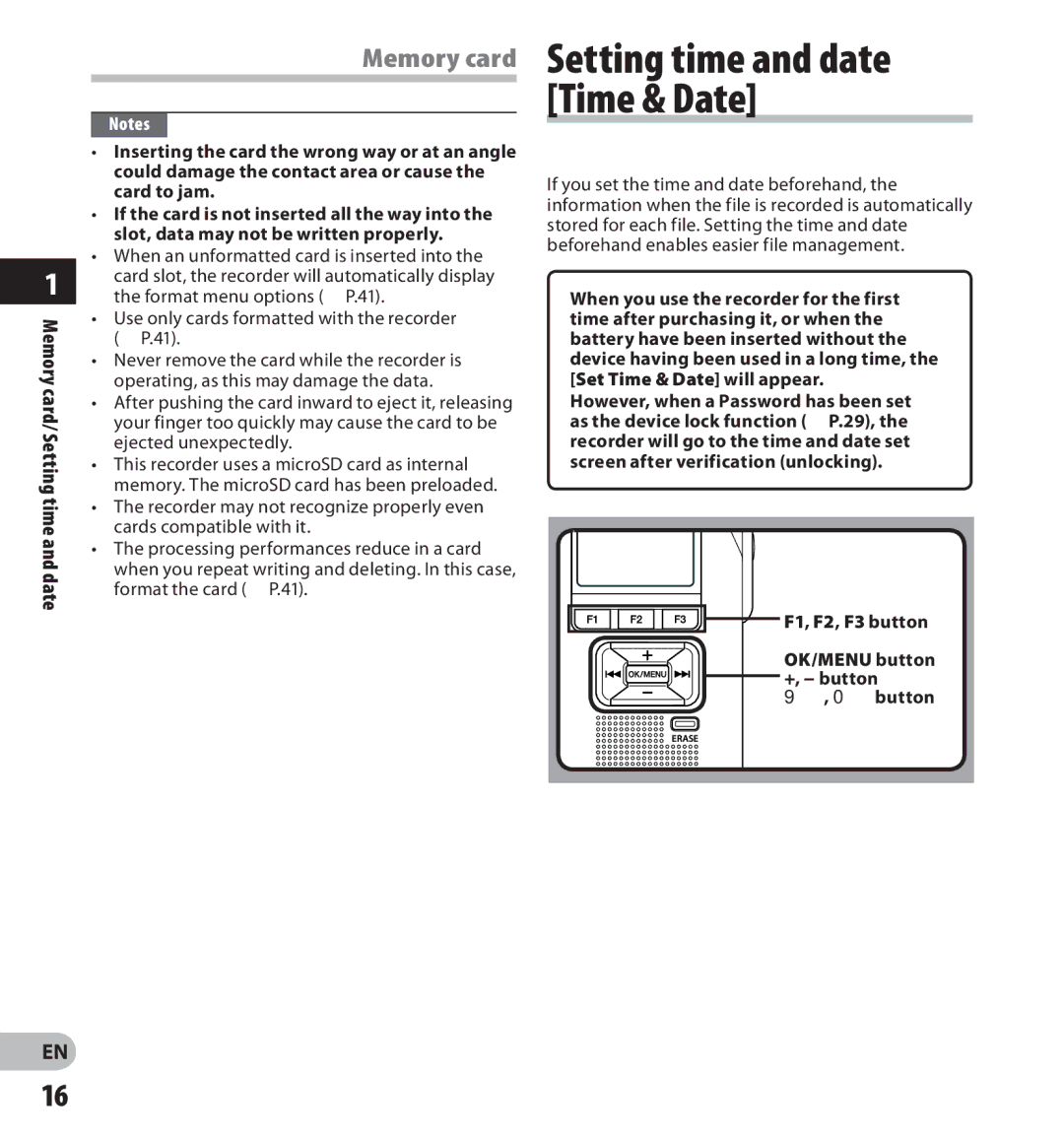 Olympus digital voice recorder manual Memory card 