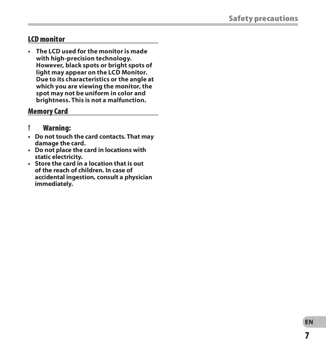 Olympus digital voice recorder manual LCD monitor, Memory Card 