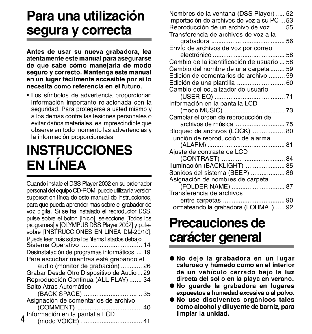 Olympus DM-10, DM-20 manual Sistema Operativo, Para escuchar mientras está grabando el, Audio monitor de grabación 