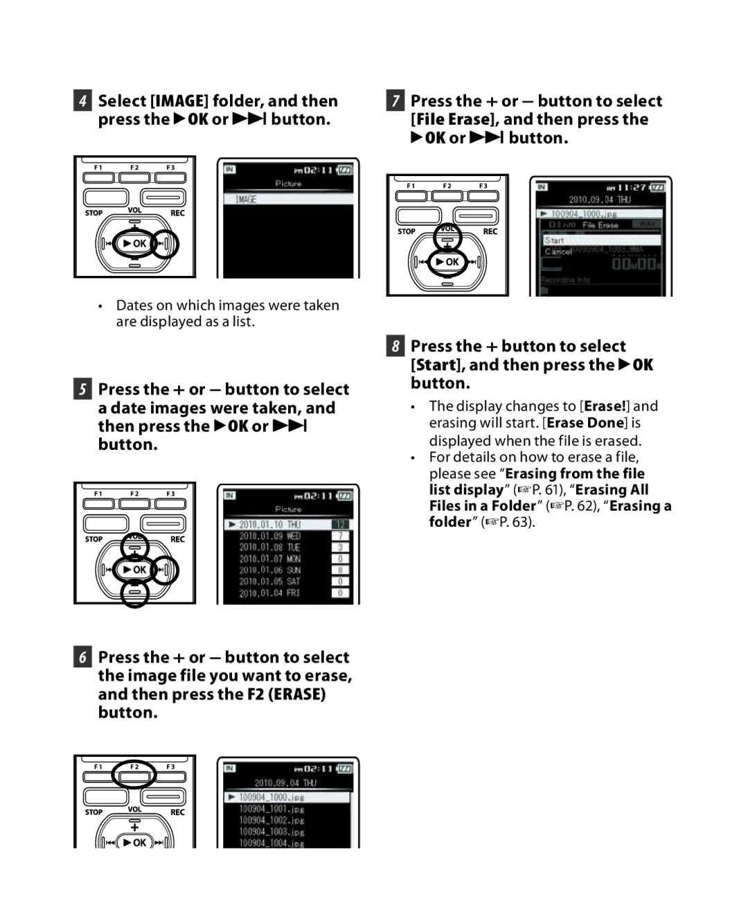 Olympus DM-3, DM-5 manual Select Image folder, and then press the `OK or 9button 