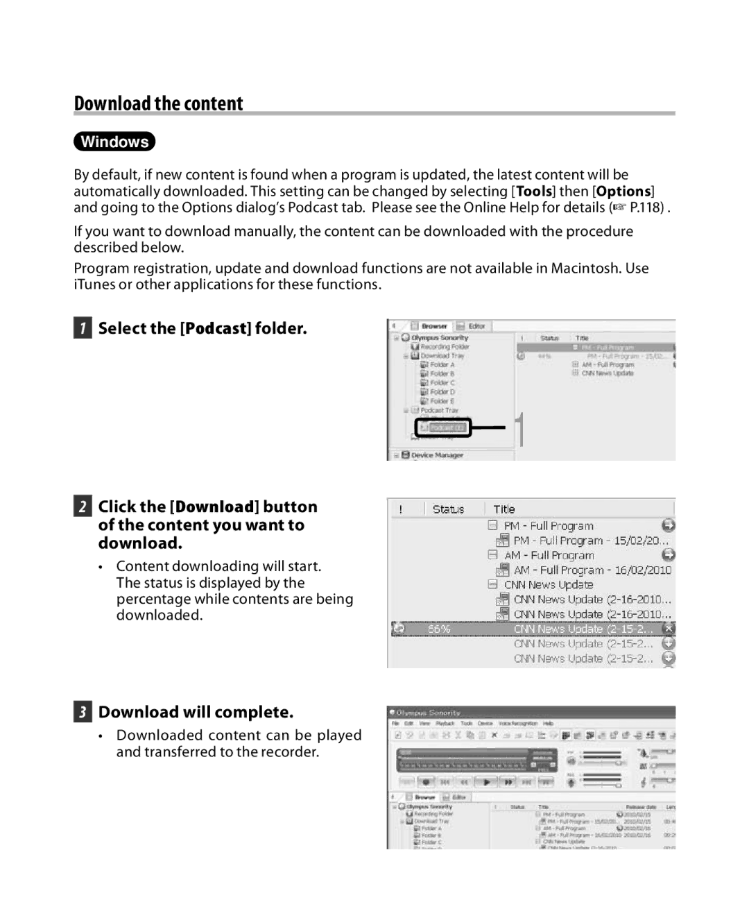 Olympus DM-5, DM-3 manual Download the content, Download will complete 