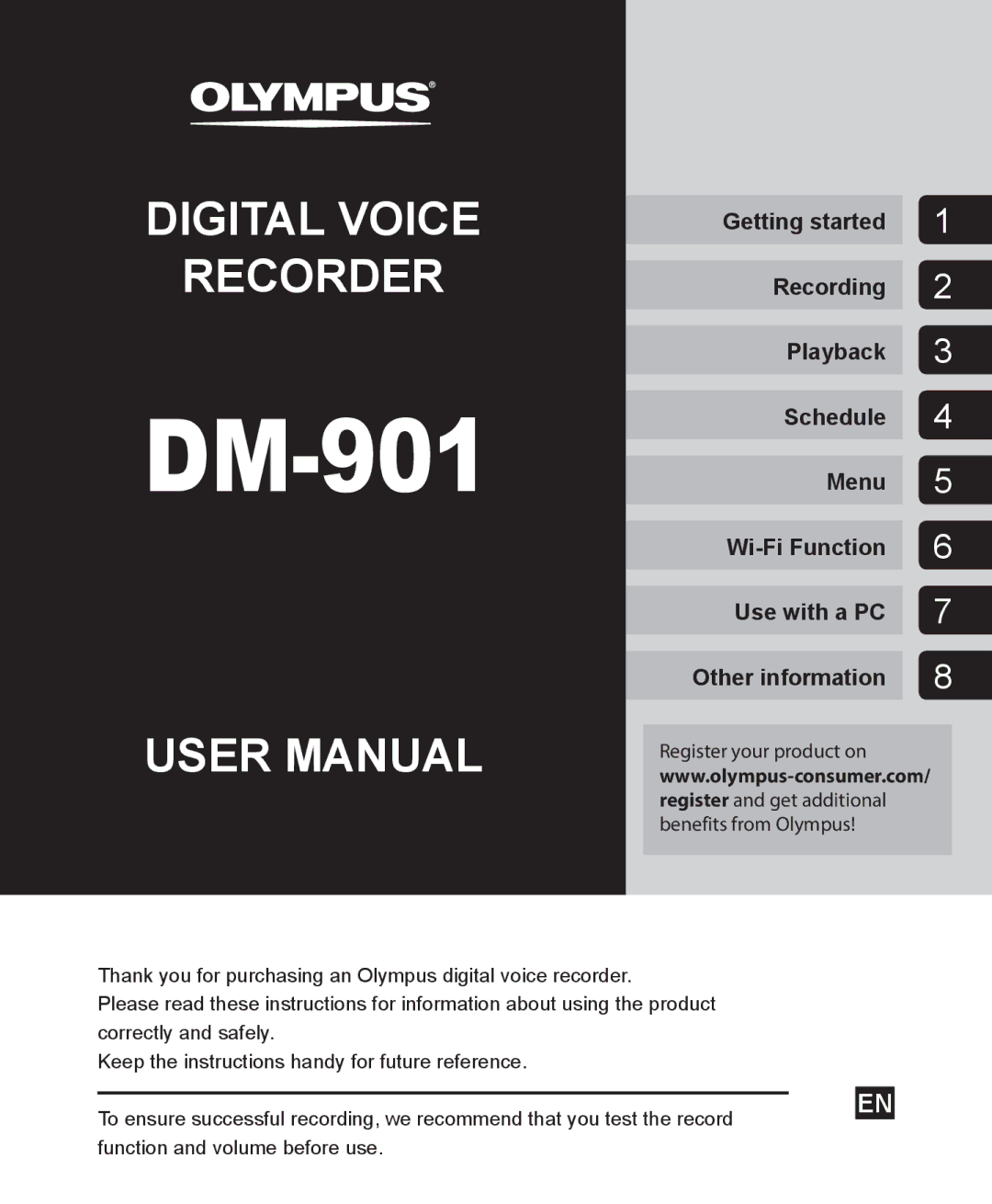 Olympus DM-901 user manual 