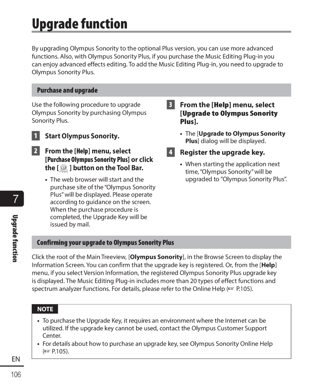 Olympus DM-901 user manual Upgrade function 