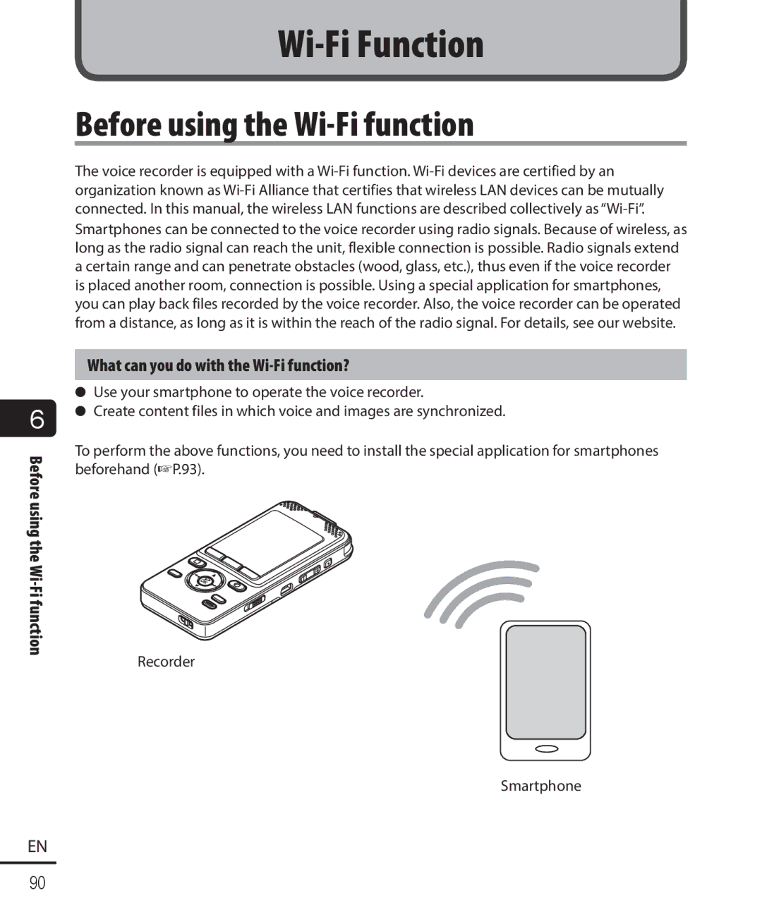 Olympus DM-901 user manual Before using the Wi-Fi function, What can you do with the Wi-Fi function? 