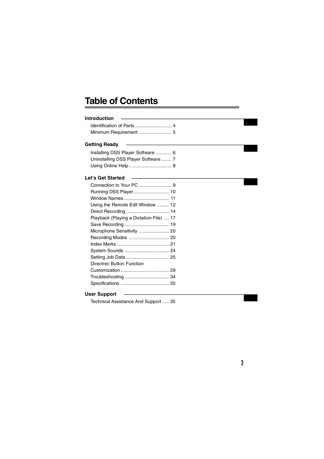 Olympus DR-1000 manual Table of Contents 