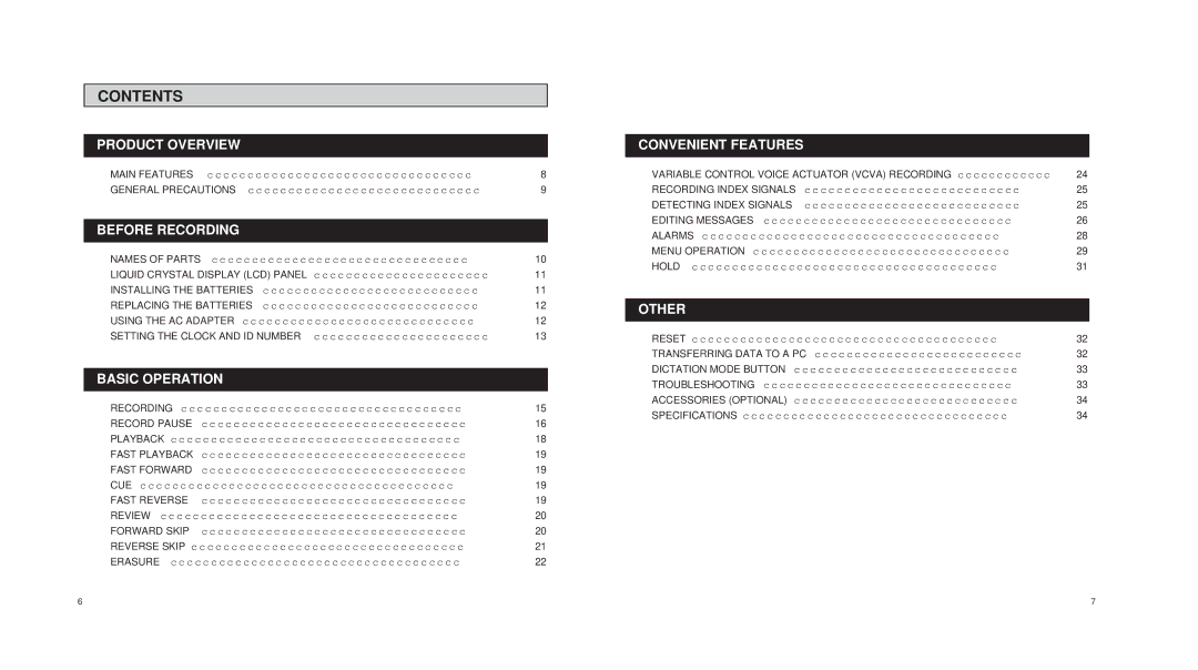 Olympus DS-150 operation manual Contents 