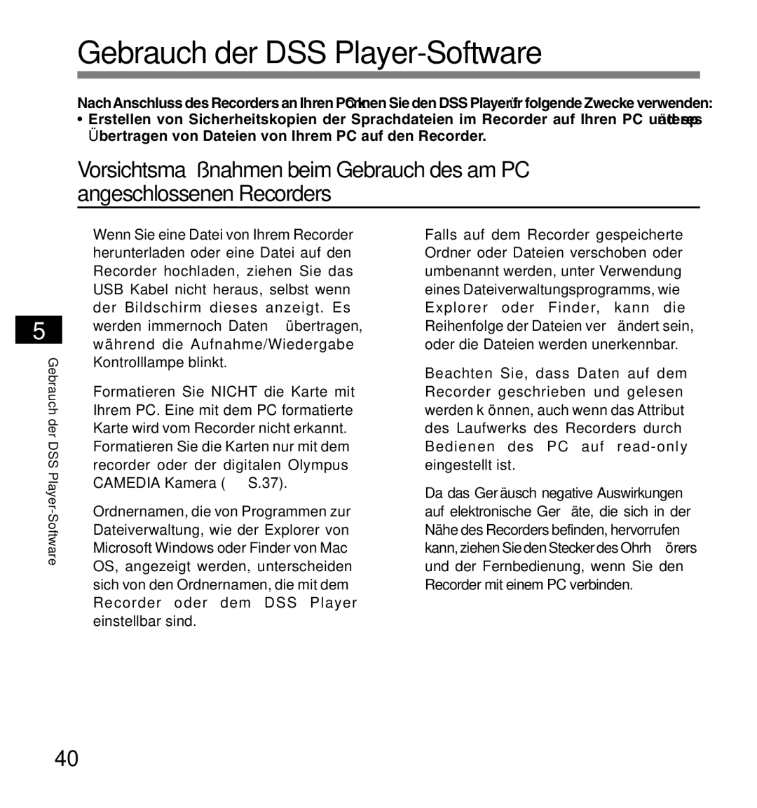 Olympus DS-2200 manual Gebrauch der DSS Player-Software 