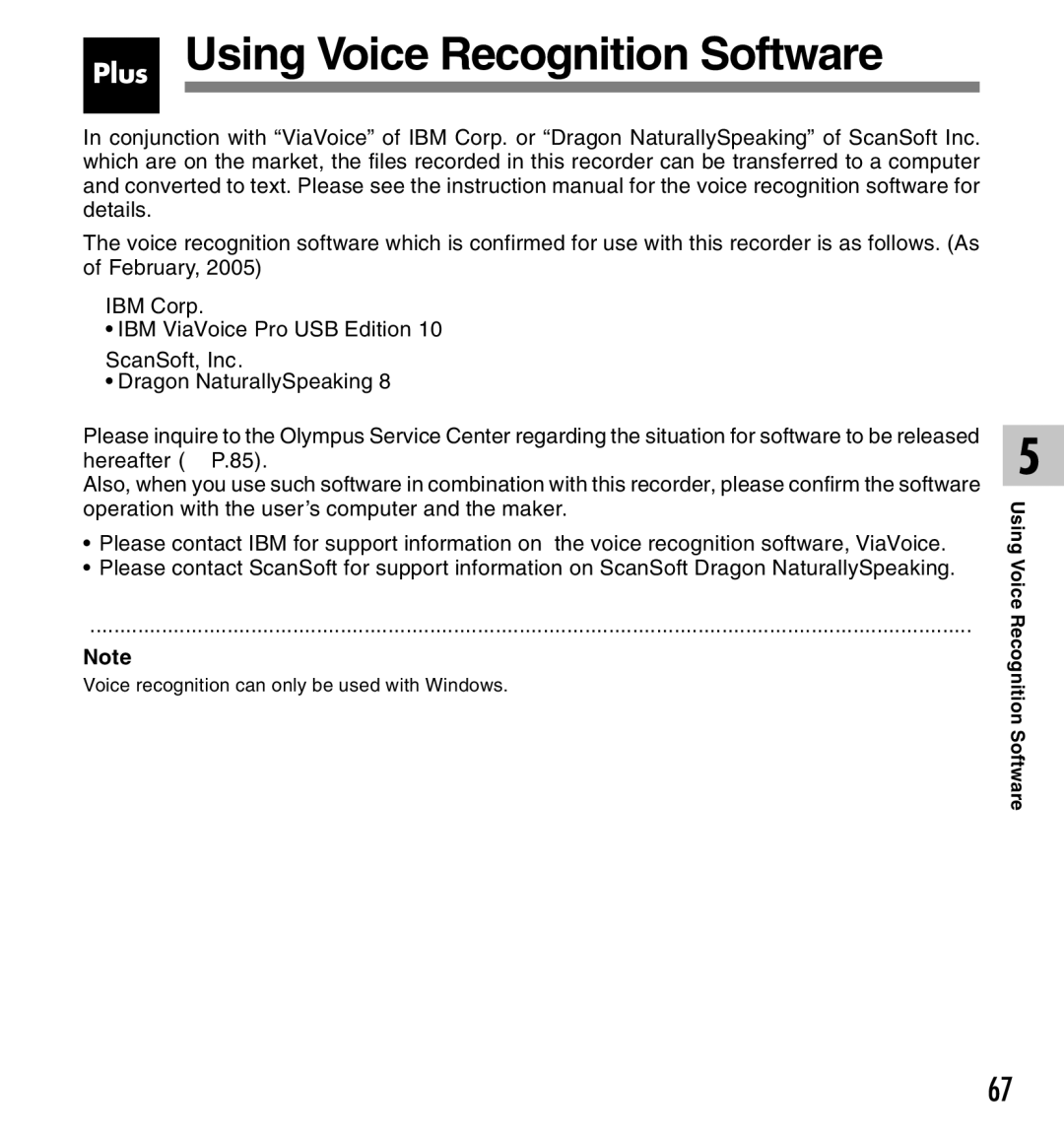 Olympus DS-2300 manual Plus Using Voice Recognition Software 