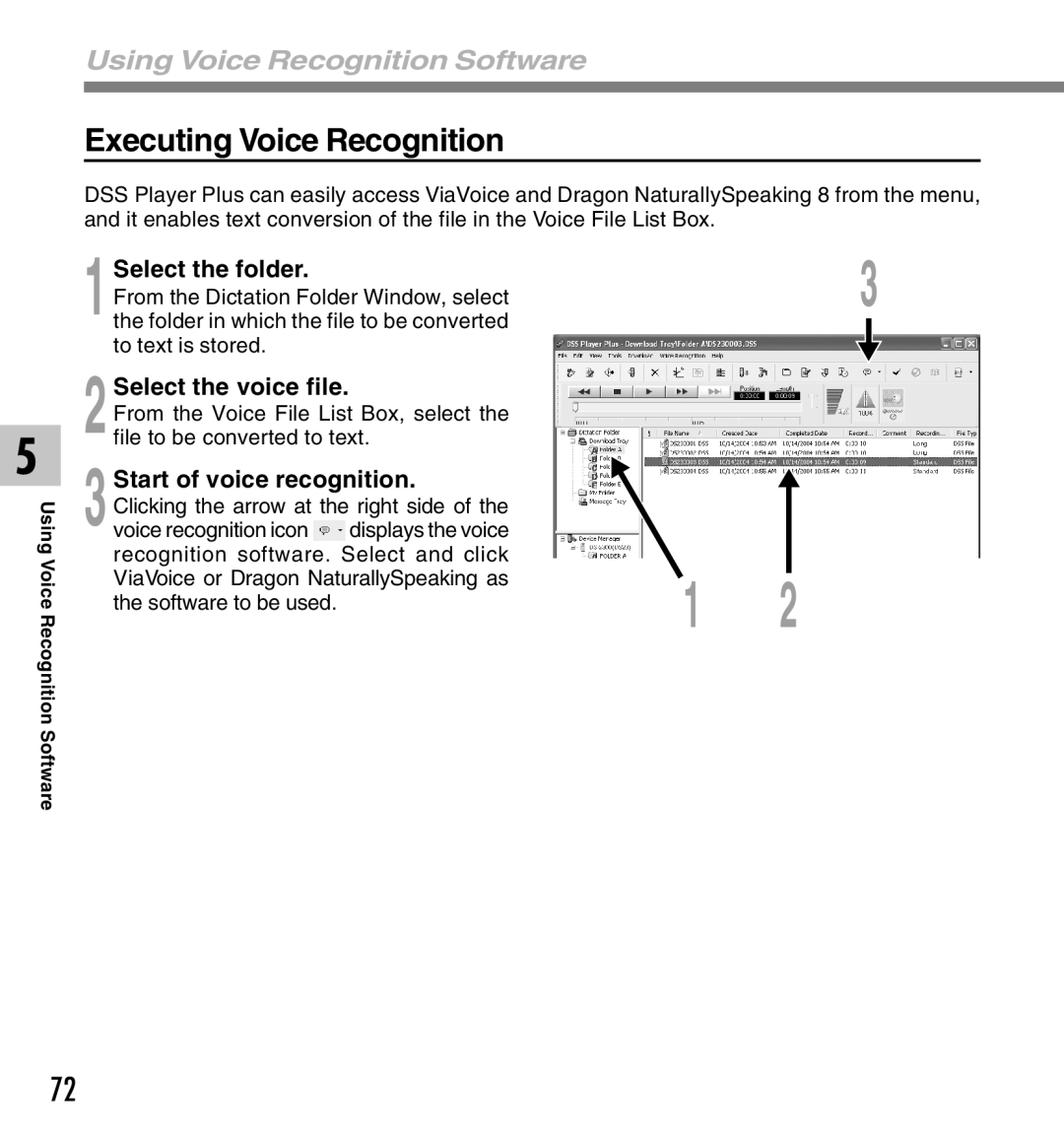 Olympus DS-2300 manual Executing Voice Recognition, Start of voice recognition 
