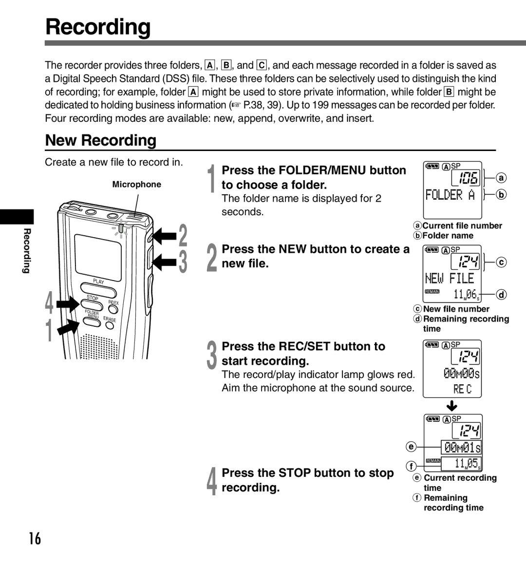 Olympus DS-3000 manual New Recording 