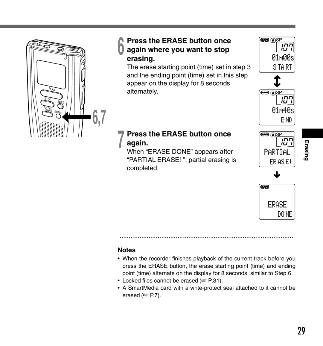 Olympus DS-3000 manual Press the Erase button once again 