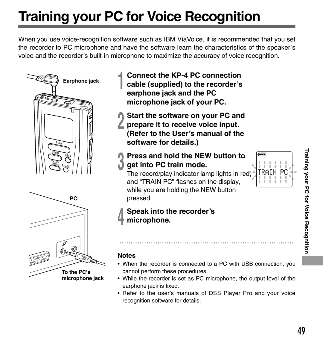 Olympus DS-3000 manual Training your PC for Voice Recognition 