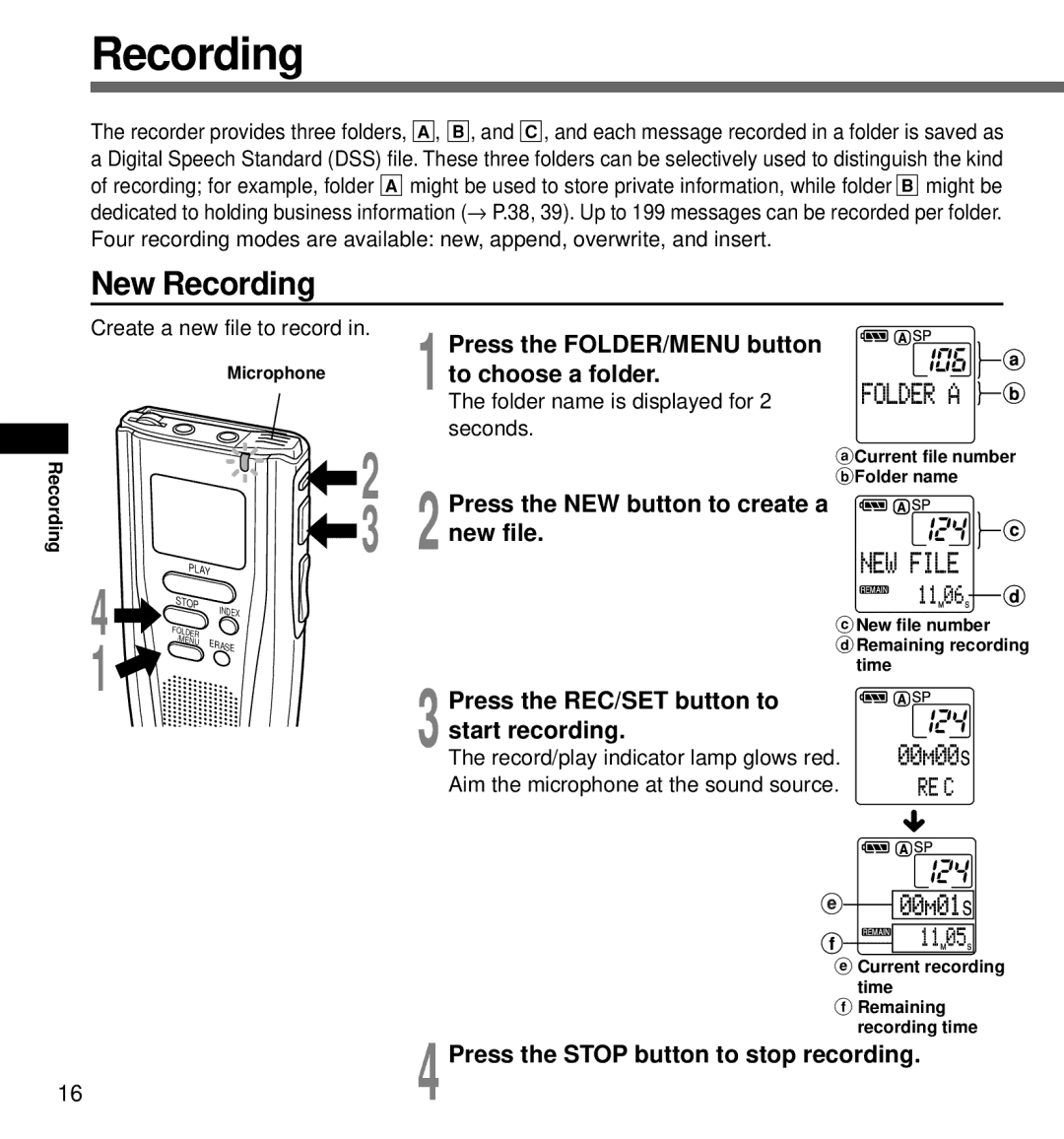 Olympus DS-3000 manual New Recording 