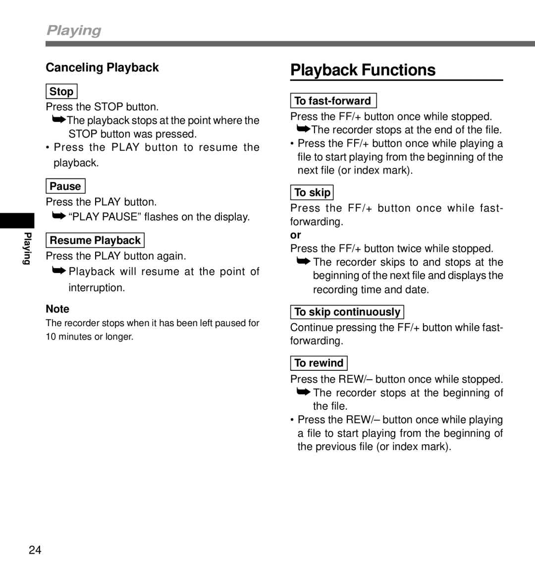 Olympus DS-3000 manual Playback Functions, Canceling Playback 