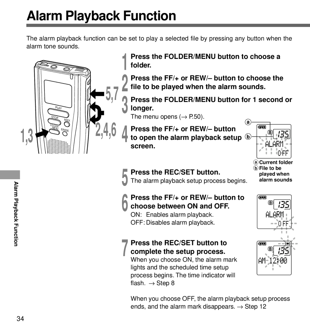 Olympus DS-3000 manual Alarm Playback Function 