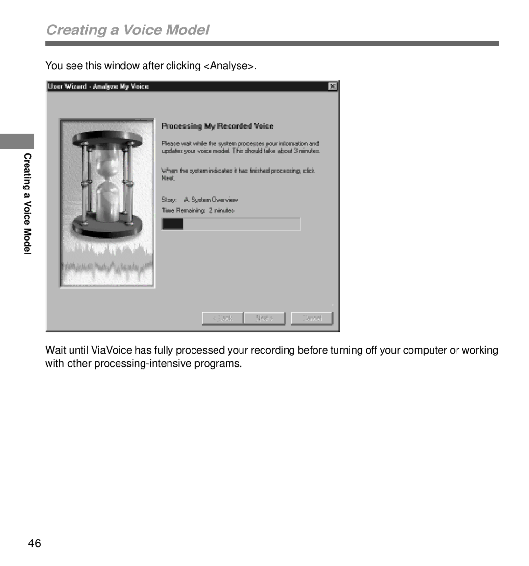 Olympus DS-320 manual Creating a Voice Model, You see this window after clicking Analyse 