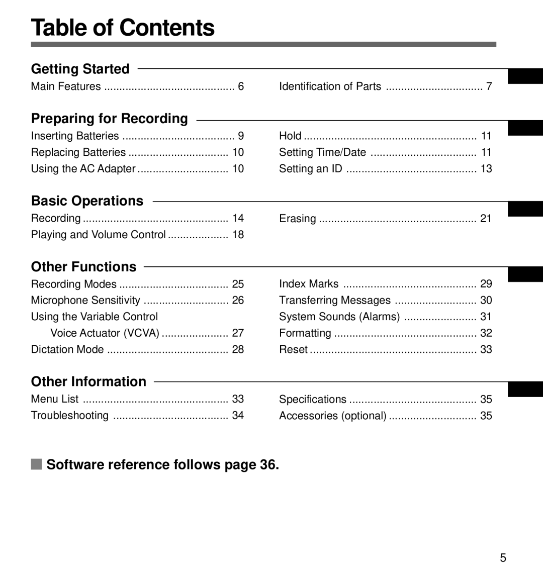 Olympus DS-320 manual Table of Contents 