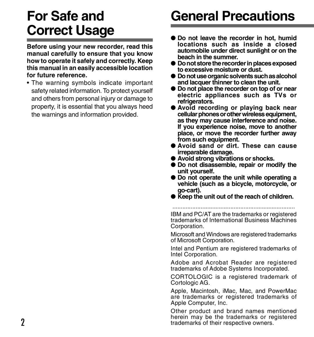 Olympus DS-333 manual For Safe Correct Usage, General Precautions 