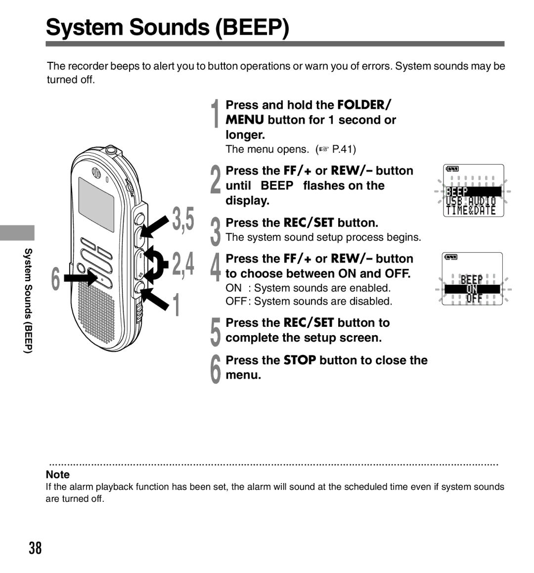 Olympus DS-333 manual System Sounds Beep 