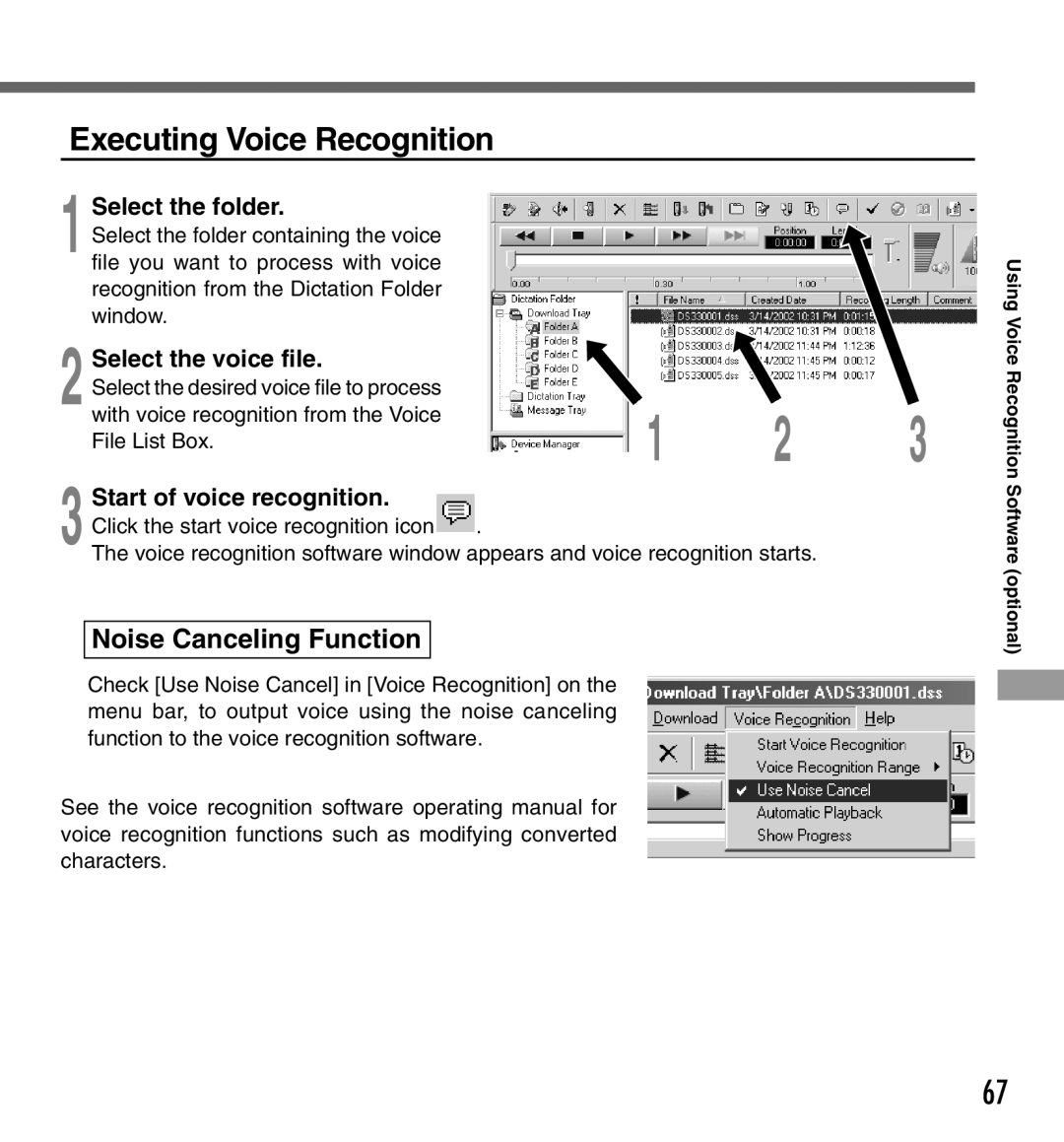 Olympus DS-333 manual Executing Voice Recognition, Start of voice recognition 