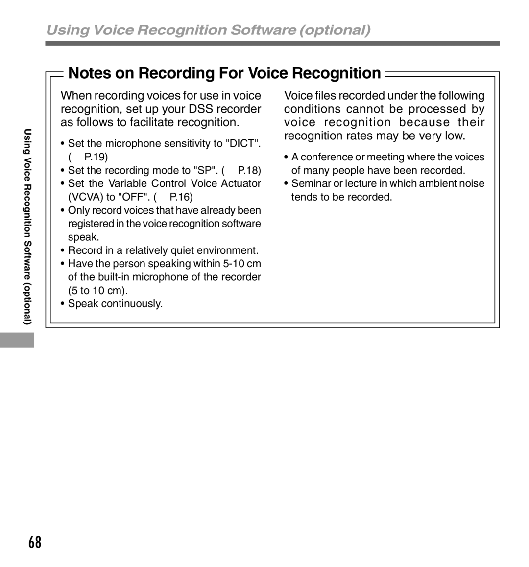 Olympus DS-333 manual Using Voice Recognition Software optional 