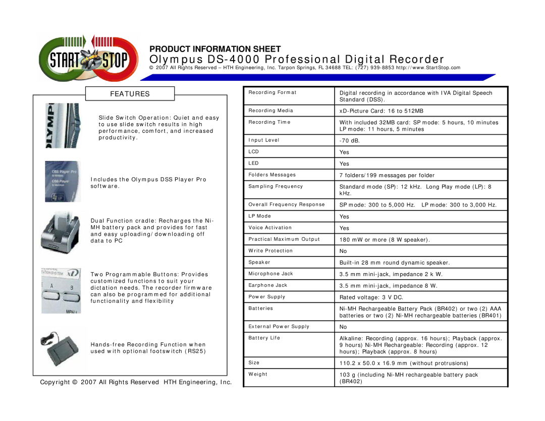 Olympus DS-4000 user manual Features 