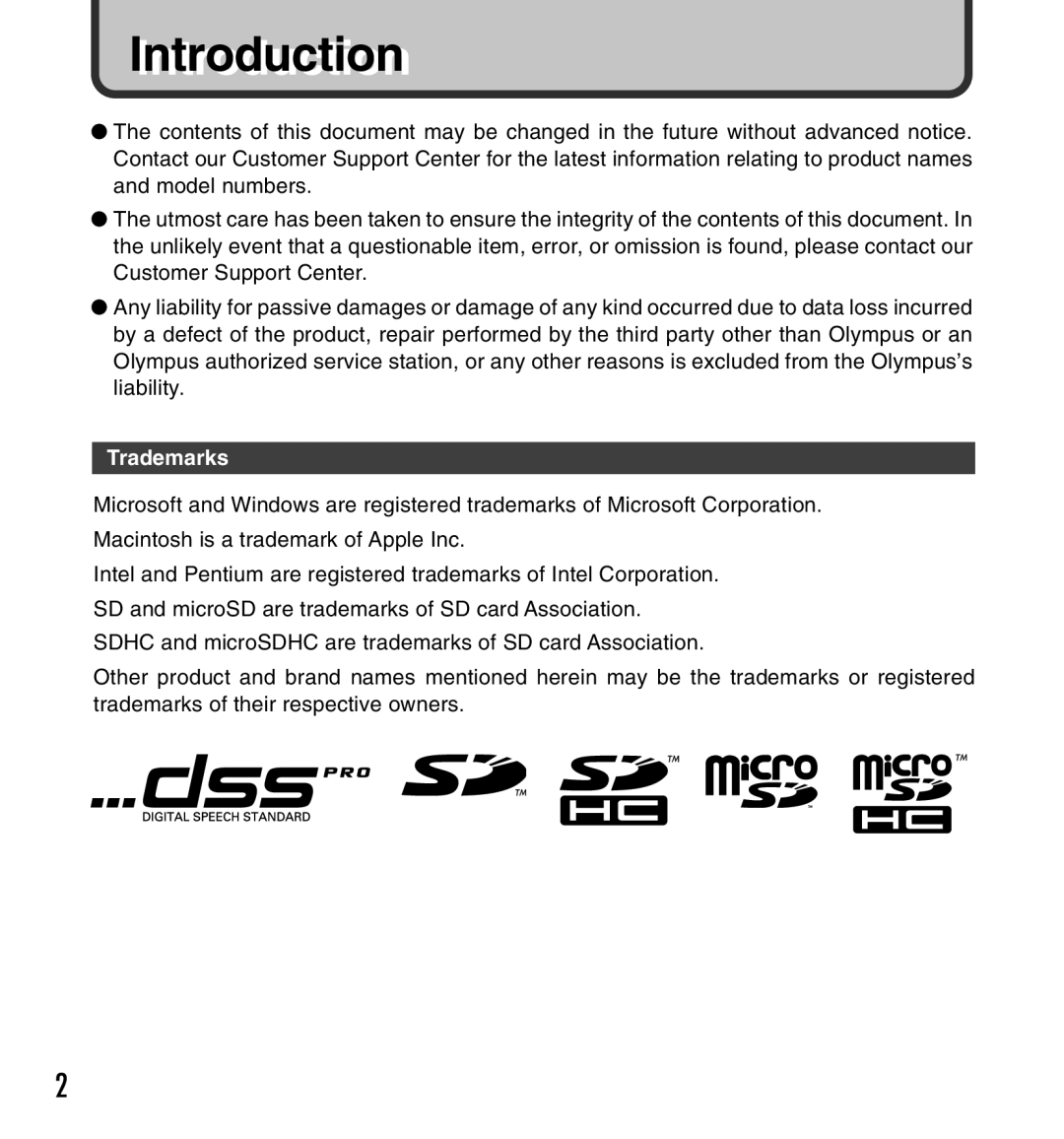 Olympus DS-5000iD manual IntroductionI tr ti, Trademarks 