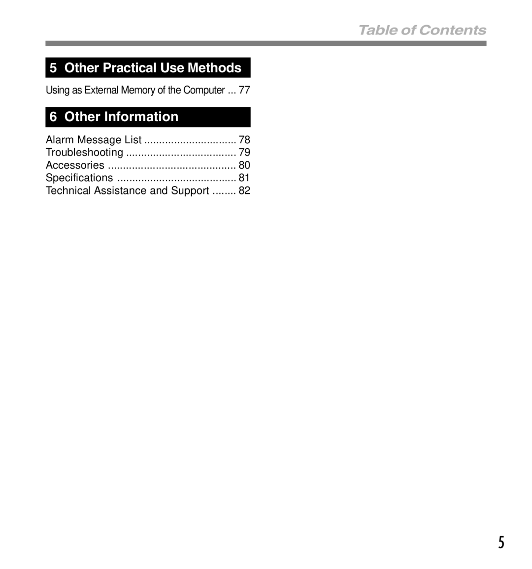 Olympus DS-5000iD manual Table of Contents 