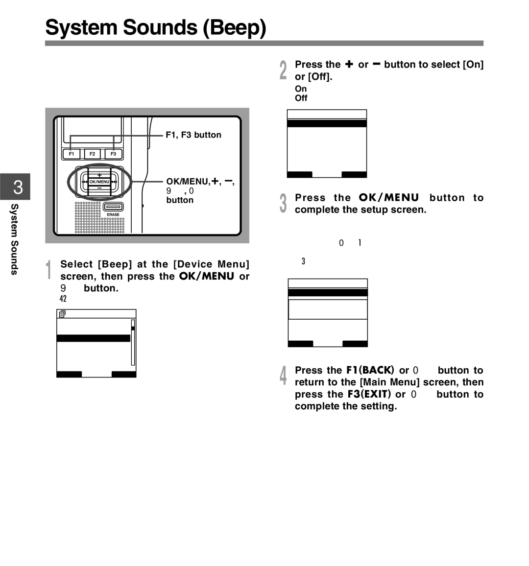 Olympus DS-5000iD manual System Sounds Beep 