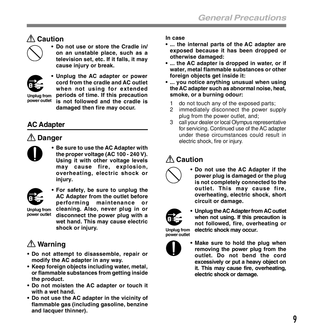 Olympus DS-5000iD manual AC Adapter 