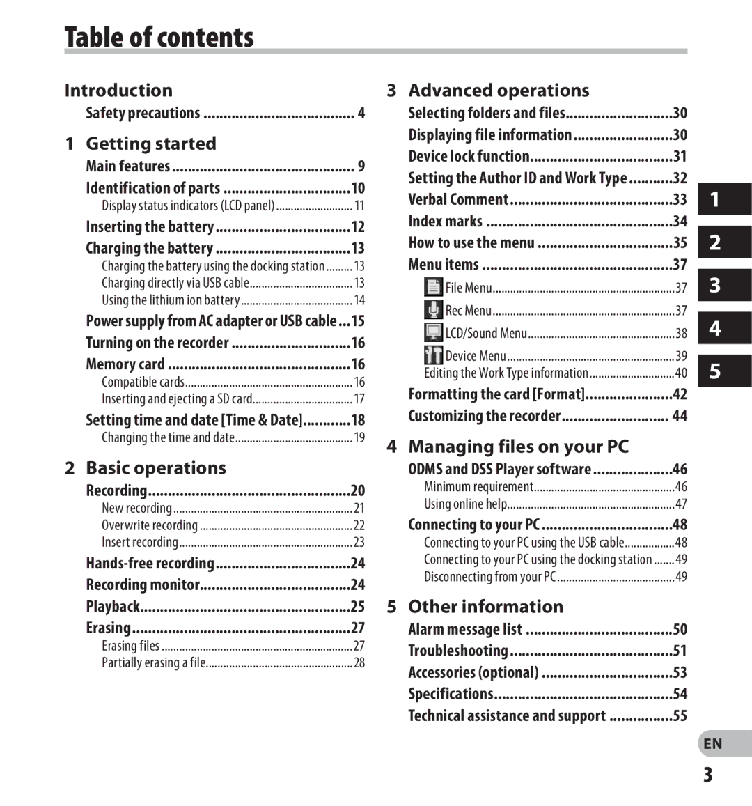 Olympus DS-7000 manual Table of contents 