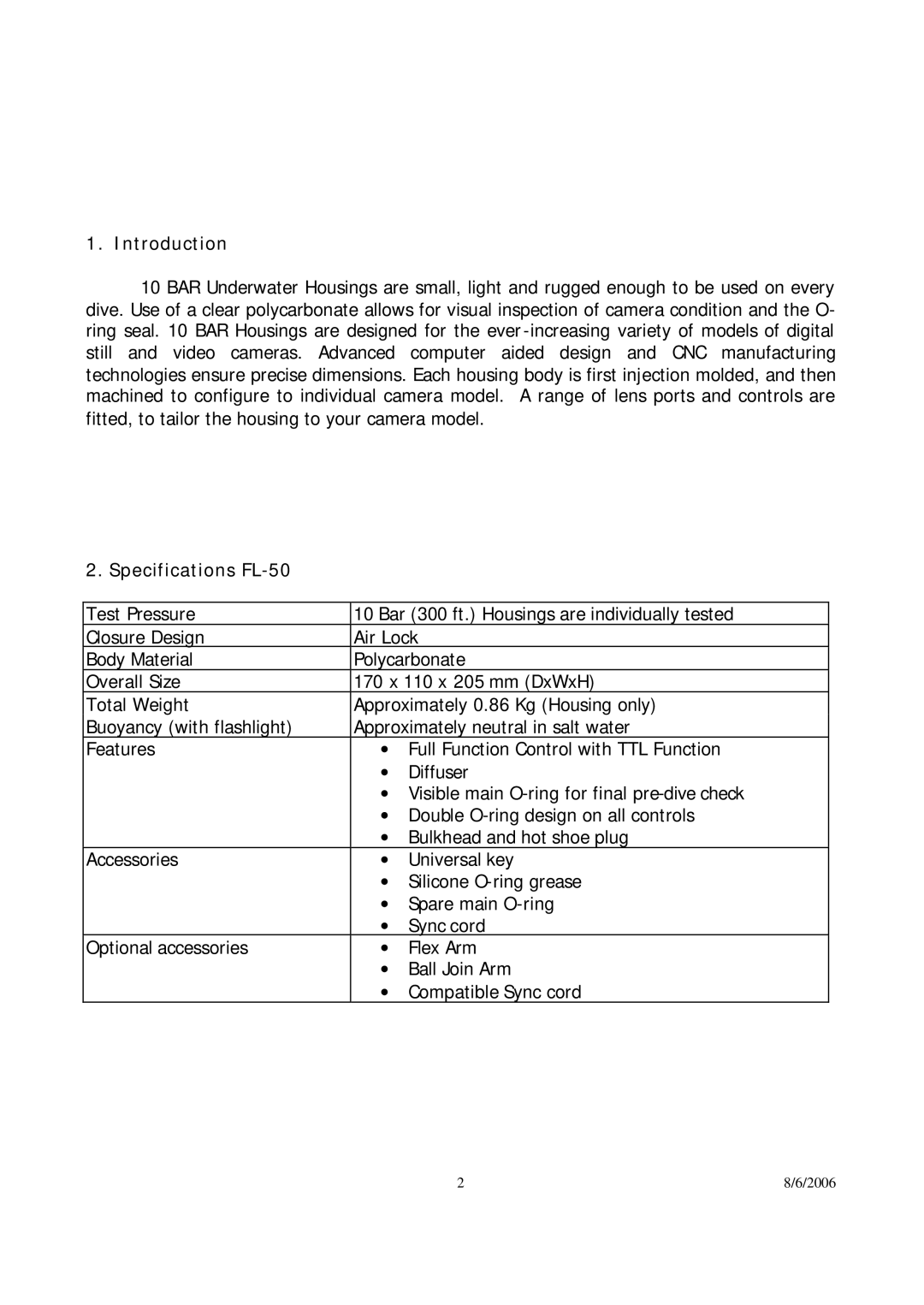 Olympus user manual Specifications FL-50 