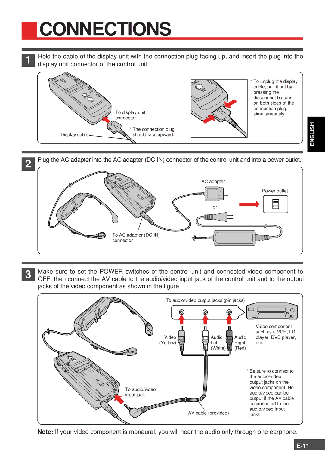 Olympus FMD-150W-US instruction manual Connections, Display unit connector of the control unit 