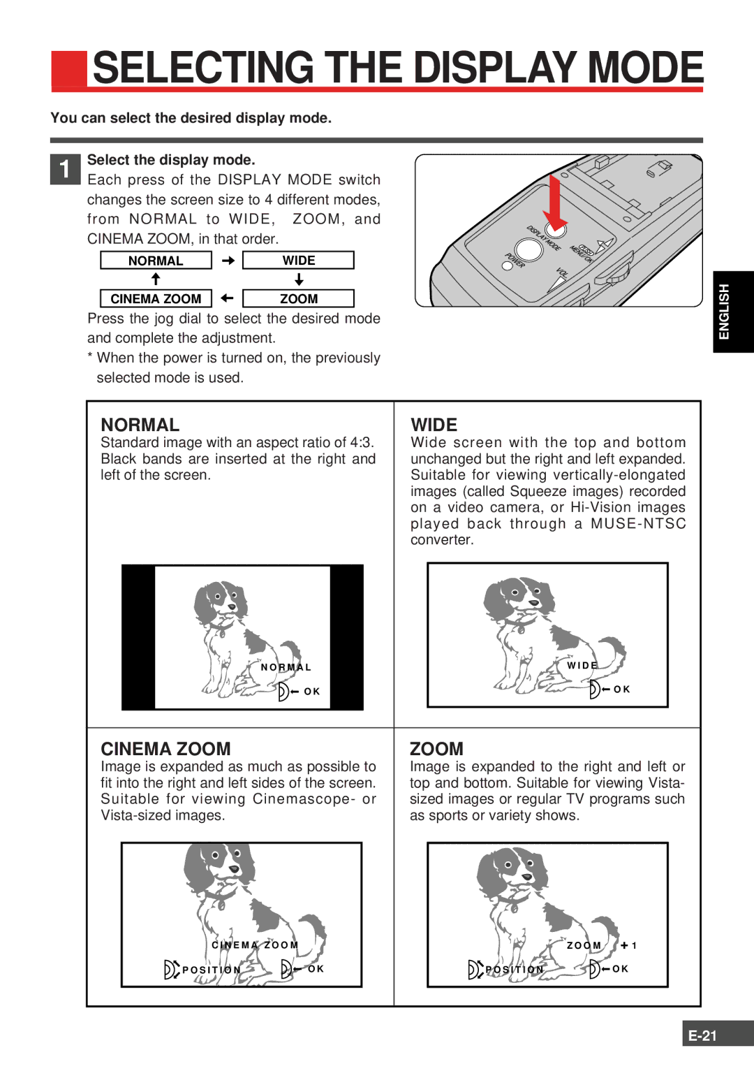 Olympus FMD-150W-US instruction manual Selecting the Display Mode 