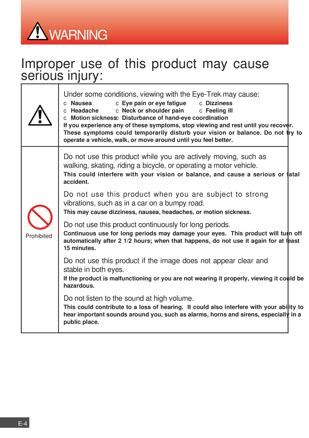 Olympus FMD-150W-US instruction manual Improper use of this product may cause serious injury 