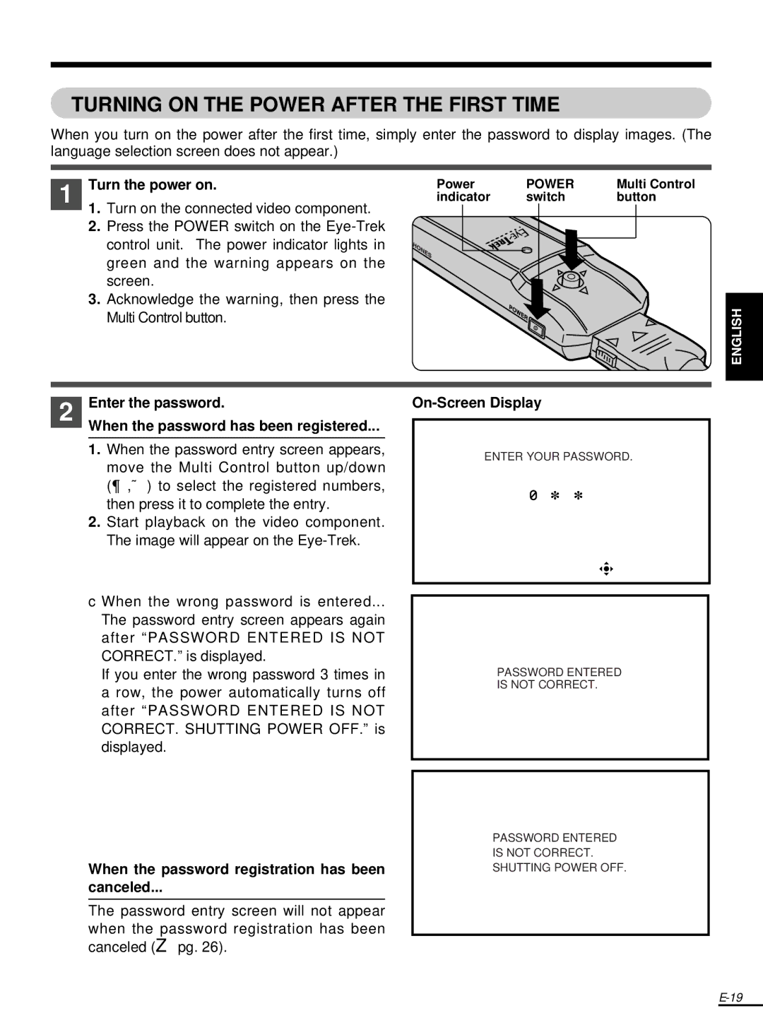 Olympus FMD-250W instruction manual Turning on the Power After the First Time 