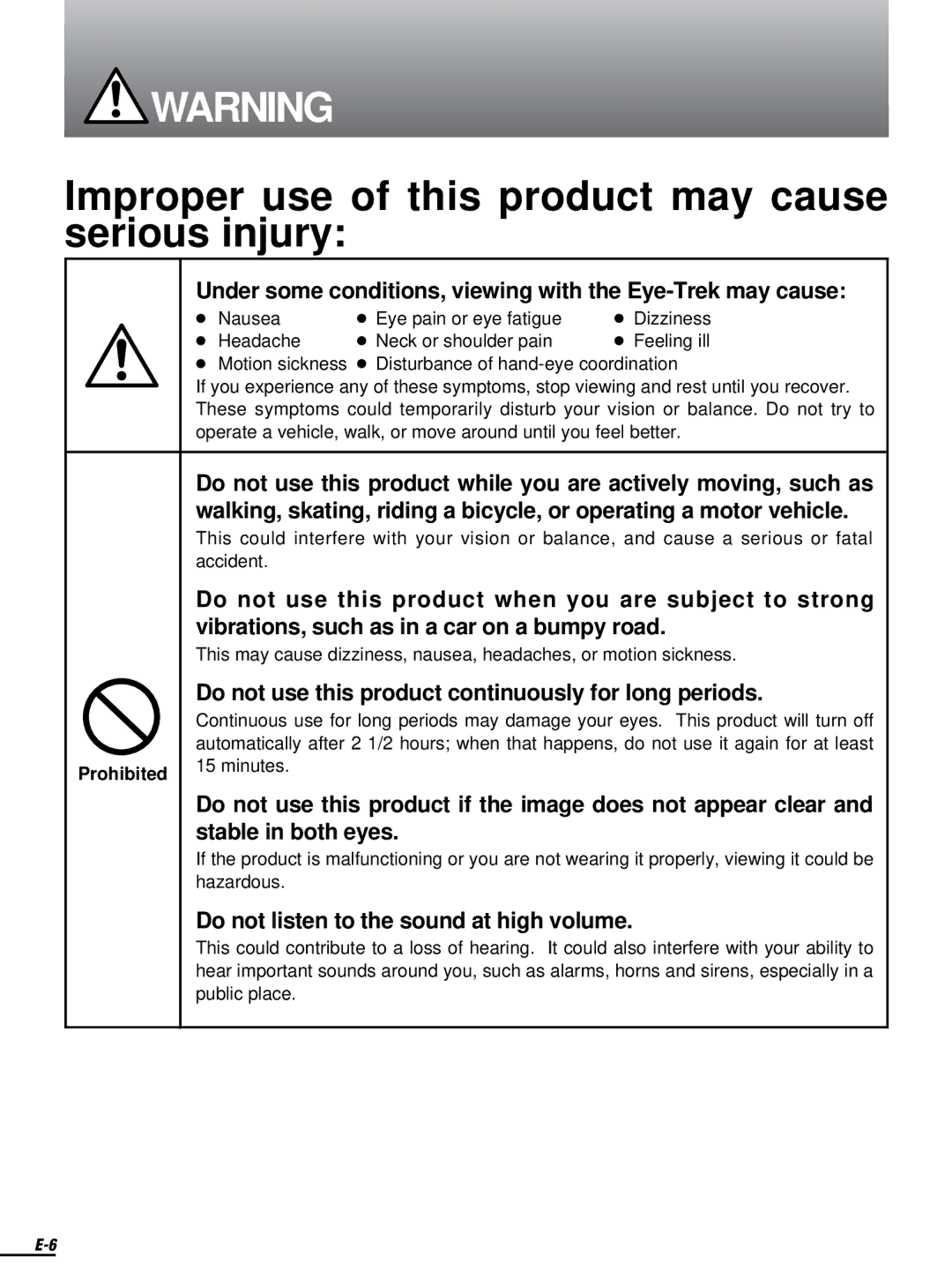 Olympus FMD-250W instruction manual Improper use of this product may cause serious injury 