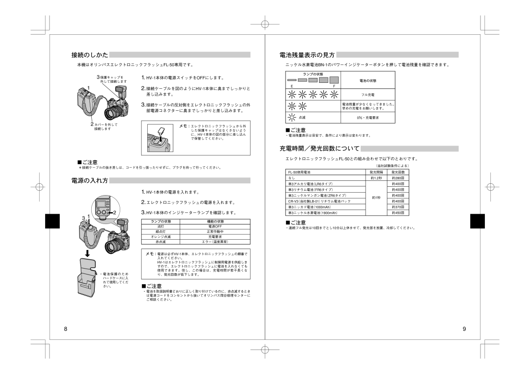 Olympus FS-HV1 manual 接続ケーブルを図のように HV-1本体に奥までしっかりと 差し込みます。 