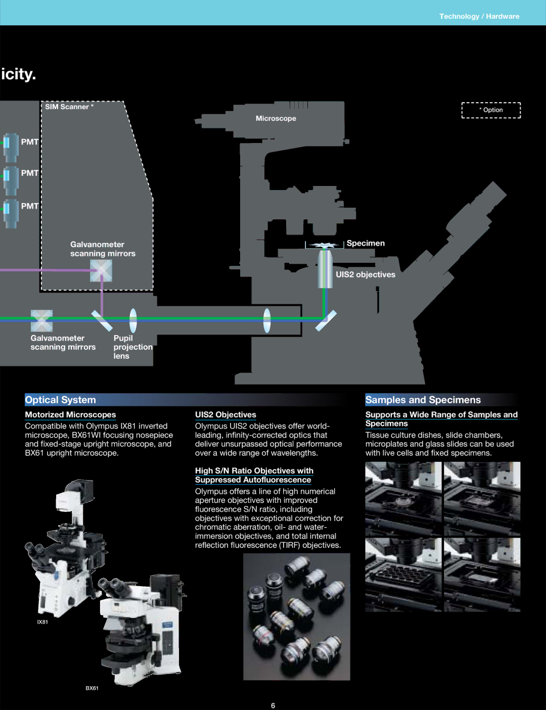 Olympus FV1000 manual Icity, Optical System, Samples and Specimens 
