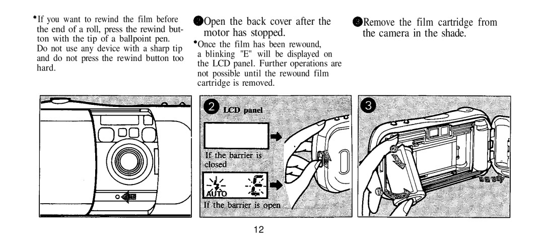 Olympus Infinity Stylus manual Open the back cover after the motor has stopped 