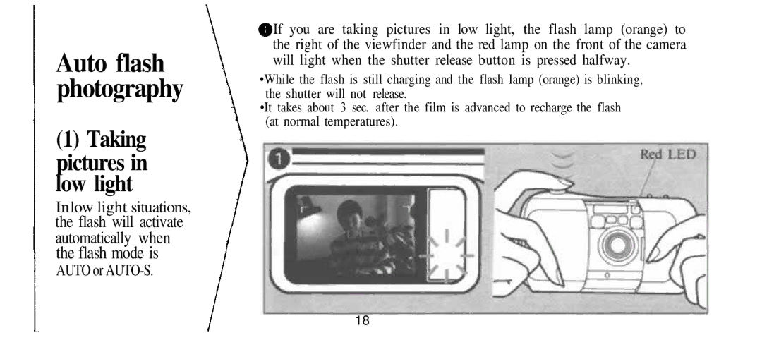 Olympus Infinity Stylus manual Auto flash photography, Flash mode is 