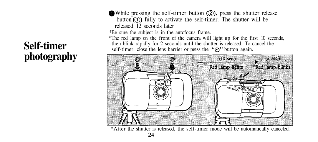 Olympus Infinity Stylus manual Self-timer photography 