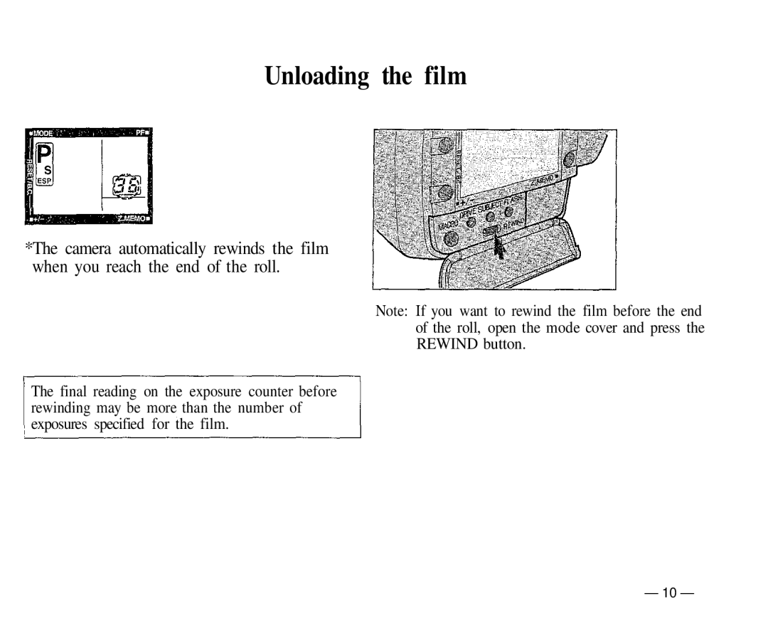 Olympus IS-1 manual Unloading the film 