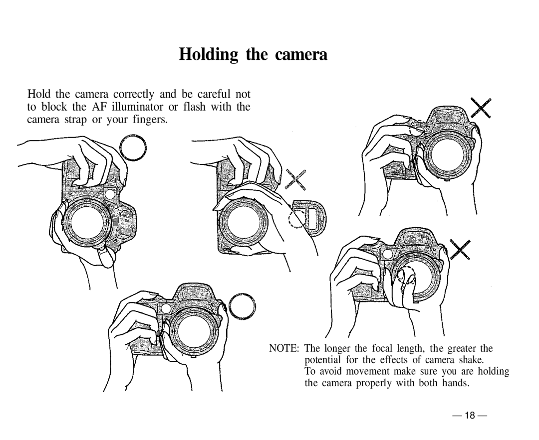 Olympus IS-1 manual Holding the camera 