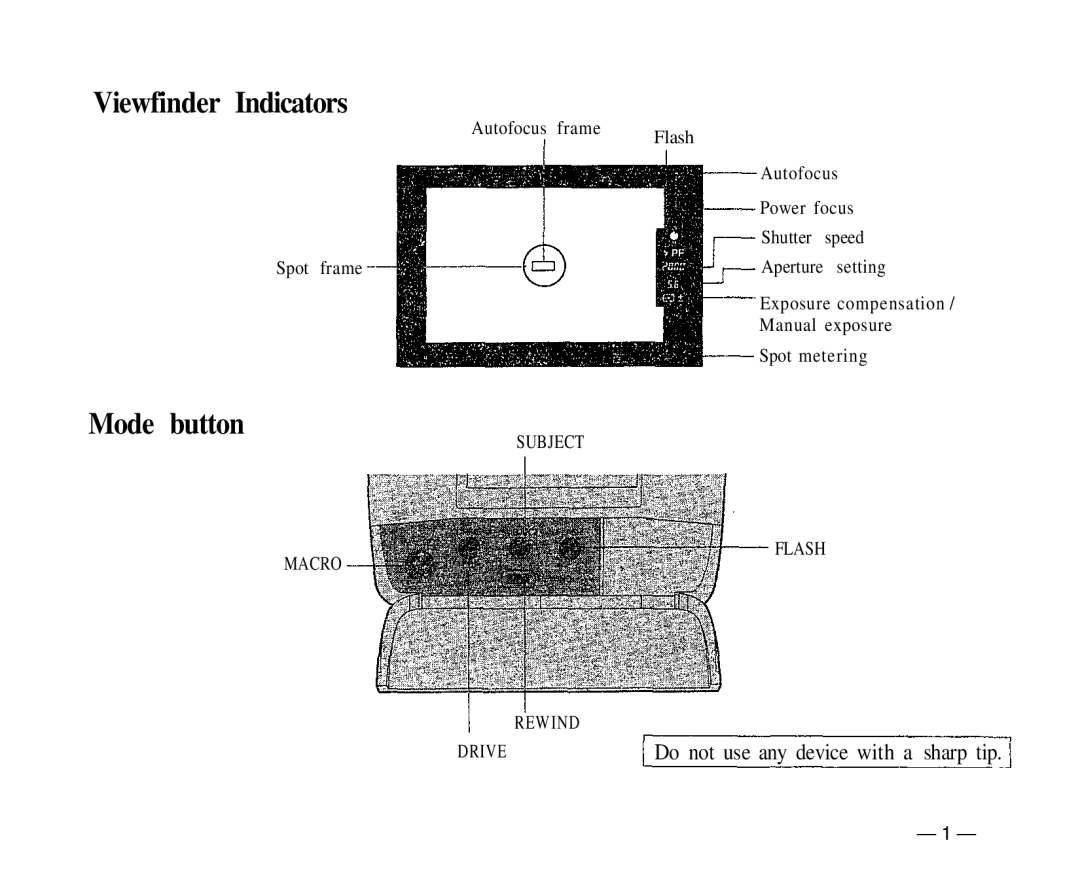 Olympus IS-1 manual Viewfinder Indicators 