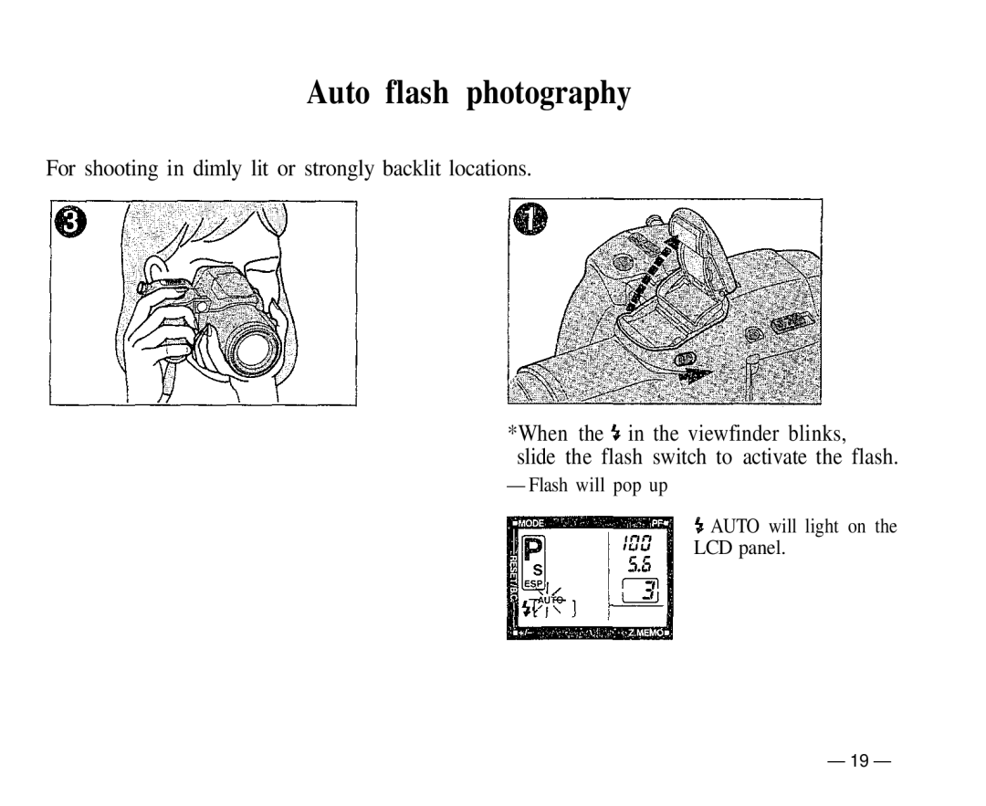 Olympus IS-1 manual Auto flash photography 