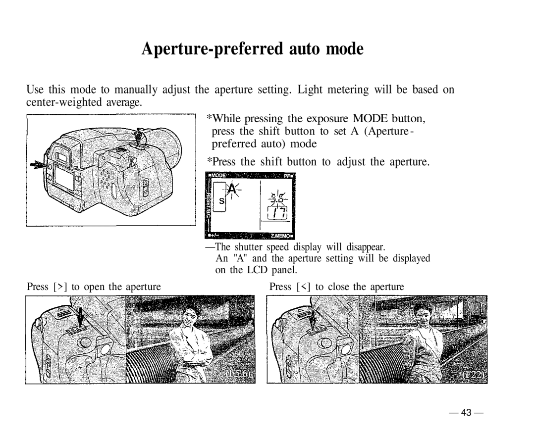 Olympus IS-1 manual Aperture-preferred auto mode 