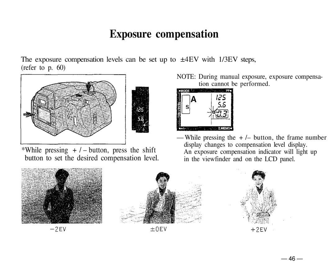 Olympus IS-1 manual Exposure compensation 