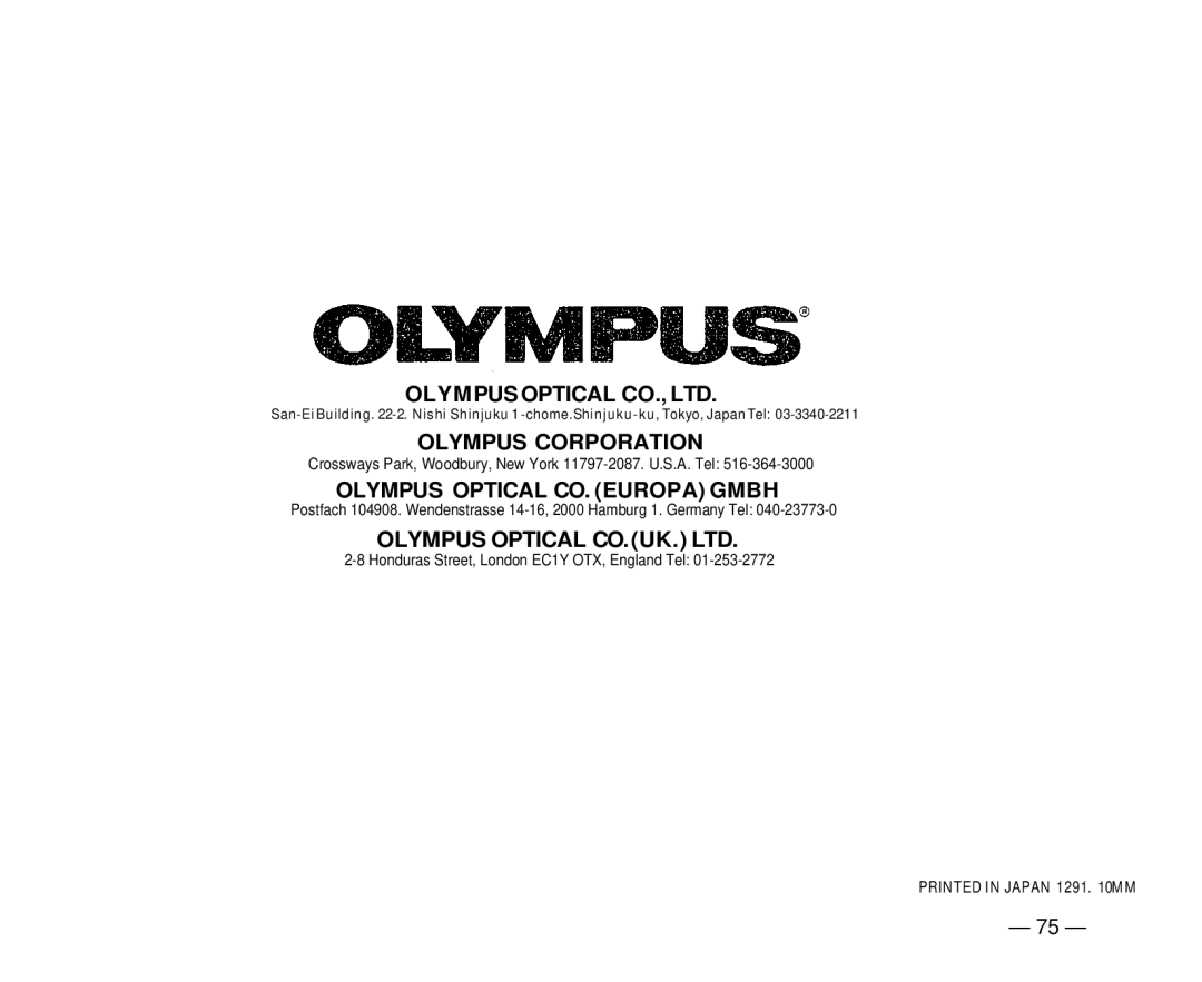 Olympus IS-1 manual Olympus Corporation 