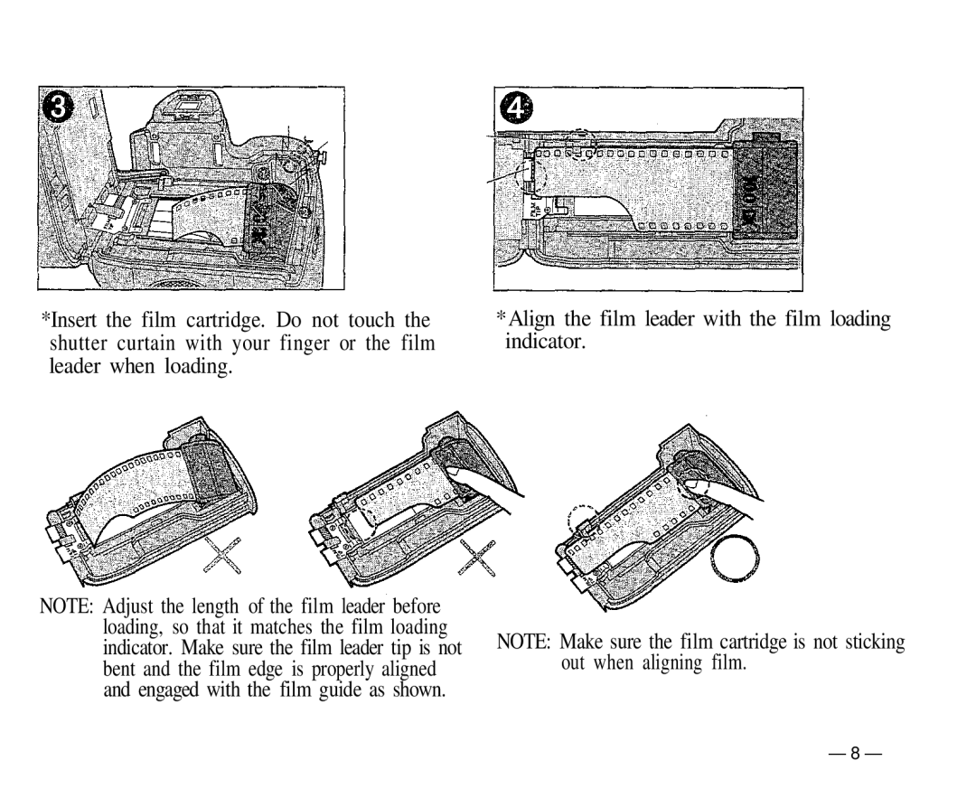 Olympus IS-1 manual Align the film leader with the film loading indicator 